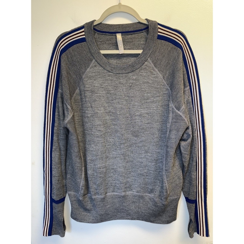 Athleta Sweater Canyon Colorblock Crew Neck Merino Wool Blend Gray Women Size L